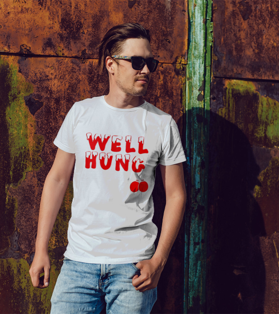 Well Hung Red Christmas Balls Snow-Capped Letters T-Shirt