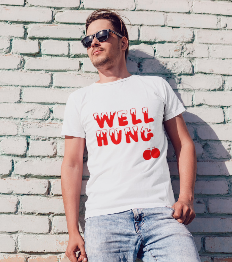 Well Hung Red Christmas Balls Snow-Capped Letters T-Shirt