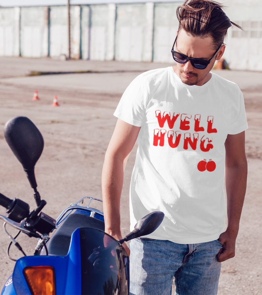 Well Hung Red Christmas Balls Snow-Capped Letters T-Shirt