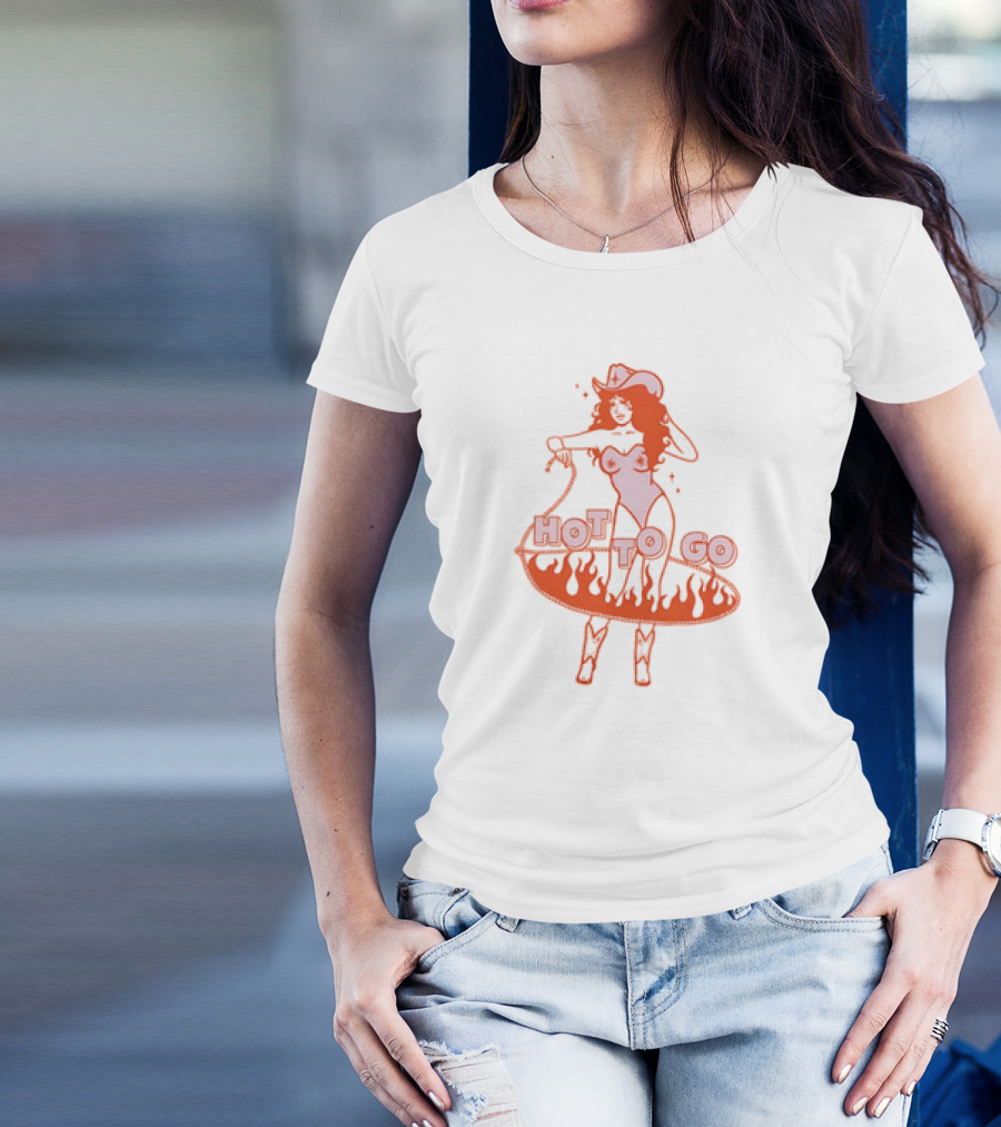 Hot To Go Cowgirl Flames And Lasso T-Shirt
