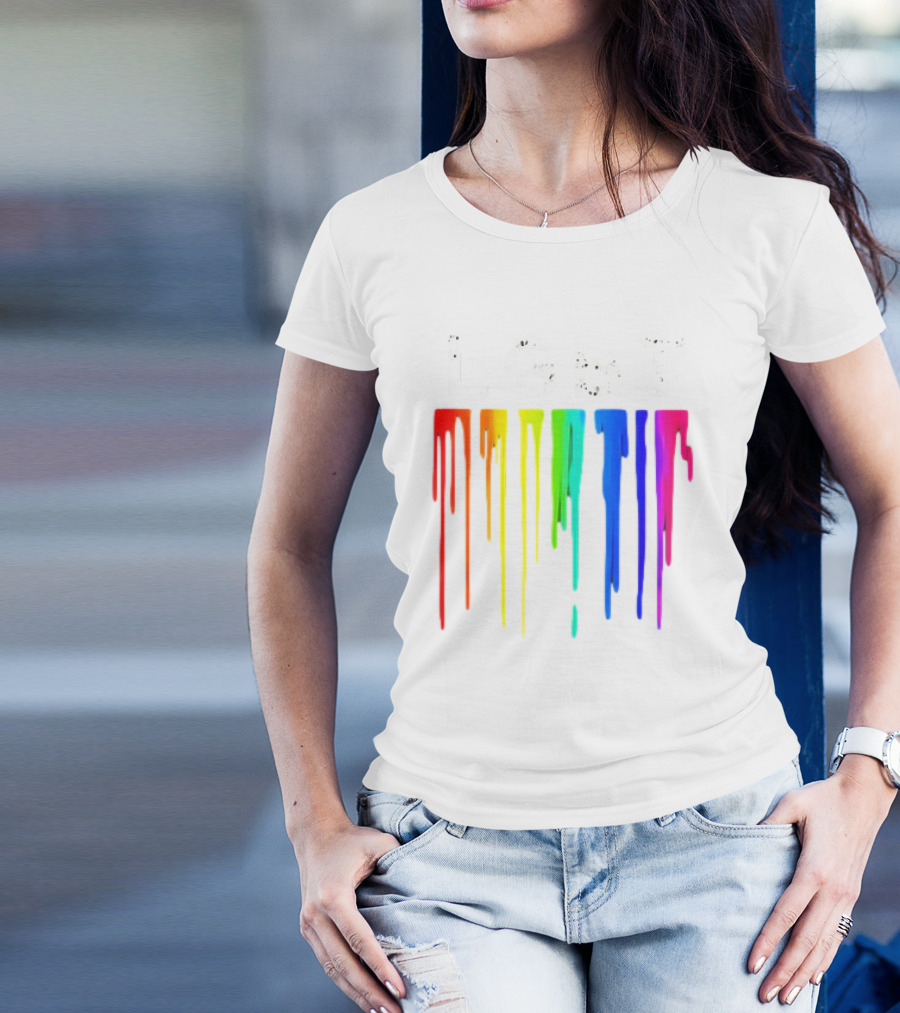 LGBT Rainbow Dripping Paint Watercolor T-Shirt