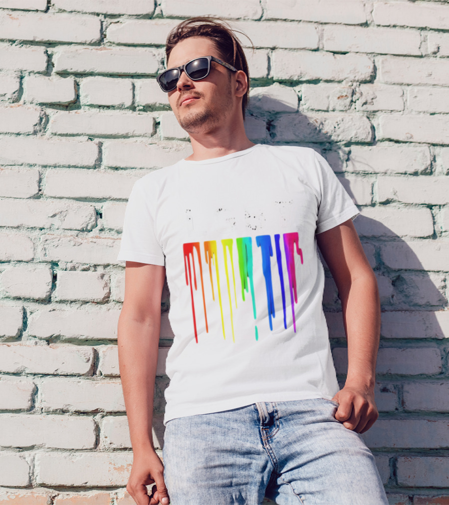 LGBT Rainbow Dripping Paint Watercolor T-Shirt