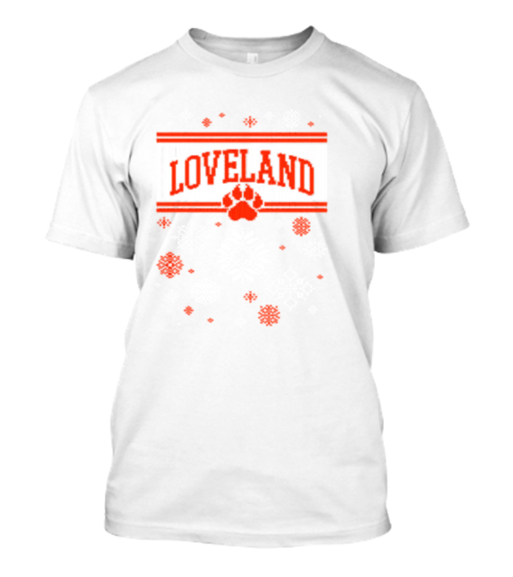 Loveland Snowflakes Paw Print Christmas T-Shirt