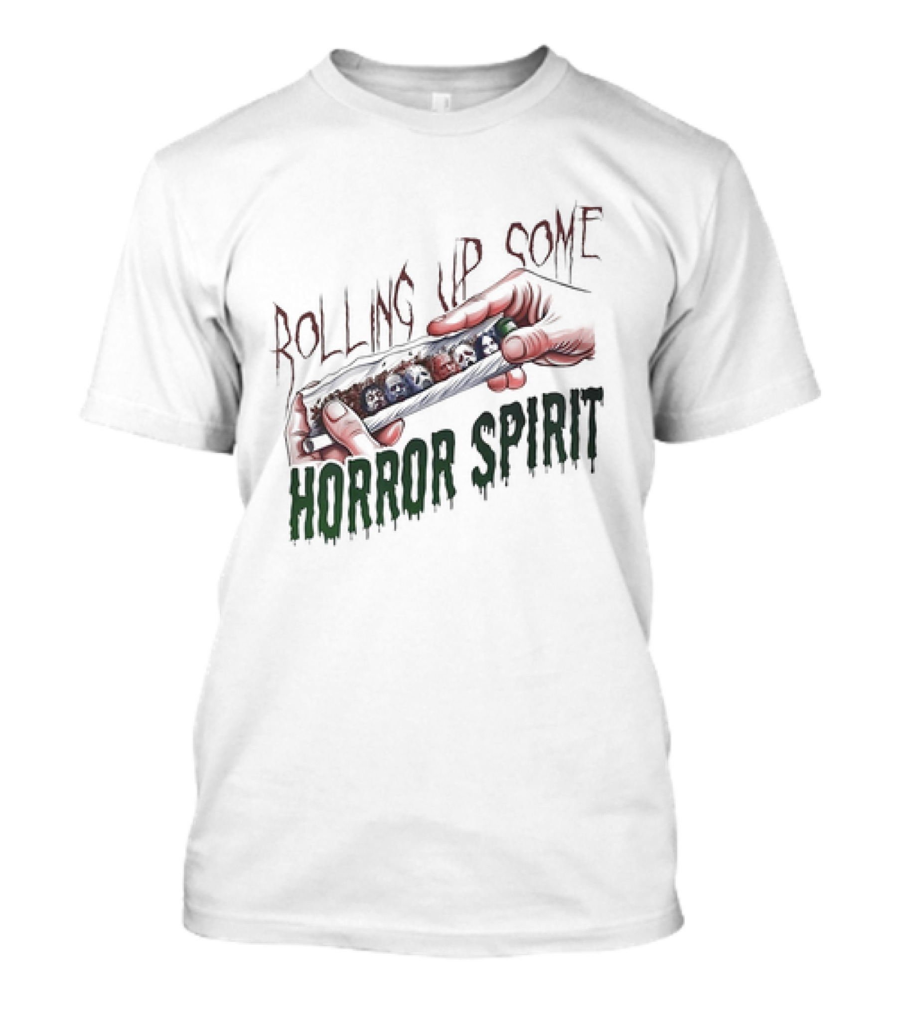 Rolling Up Some Horror Spirit Halloween Masked Faces T-Shirt