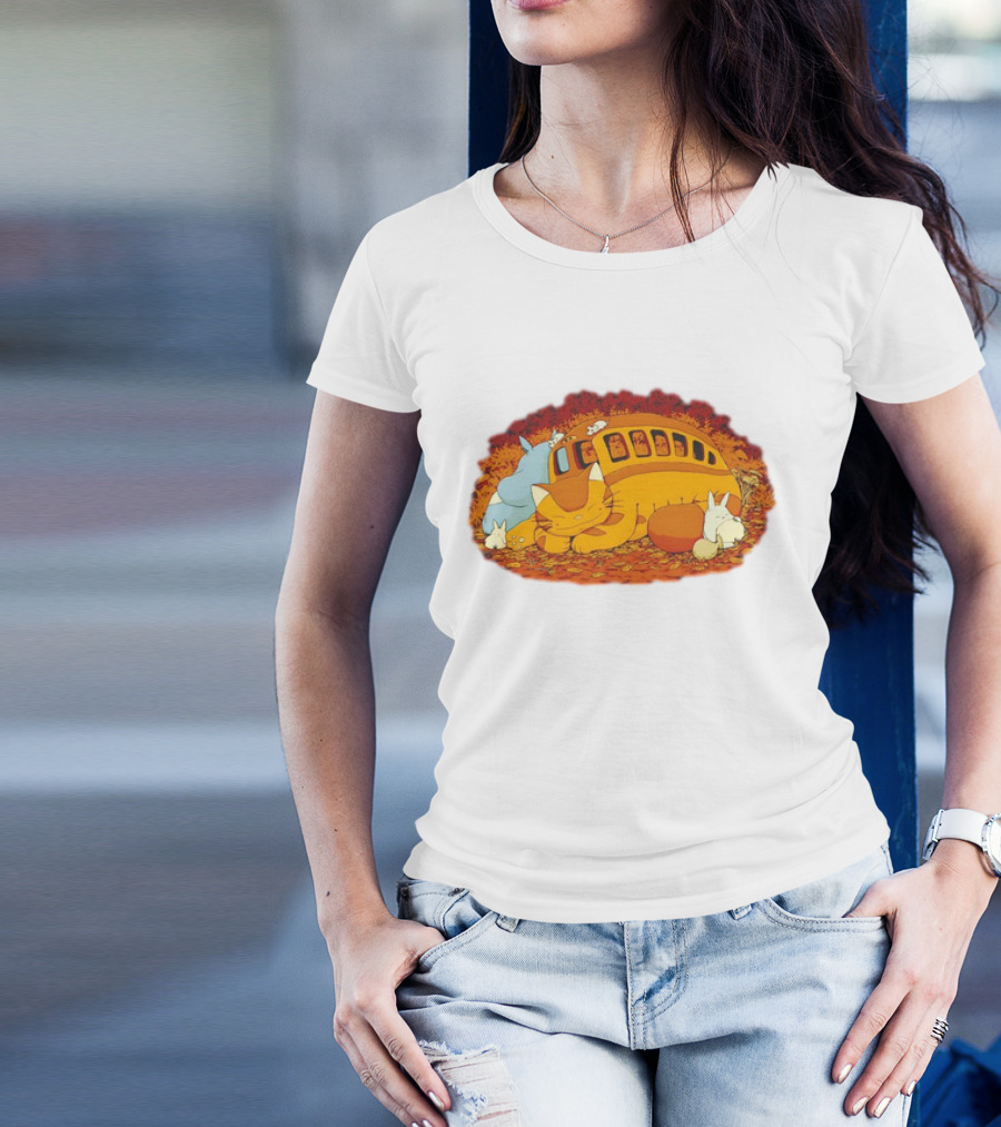 Totoro Forest Spirits Napping With Catbus T-Shirt