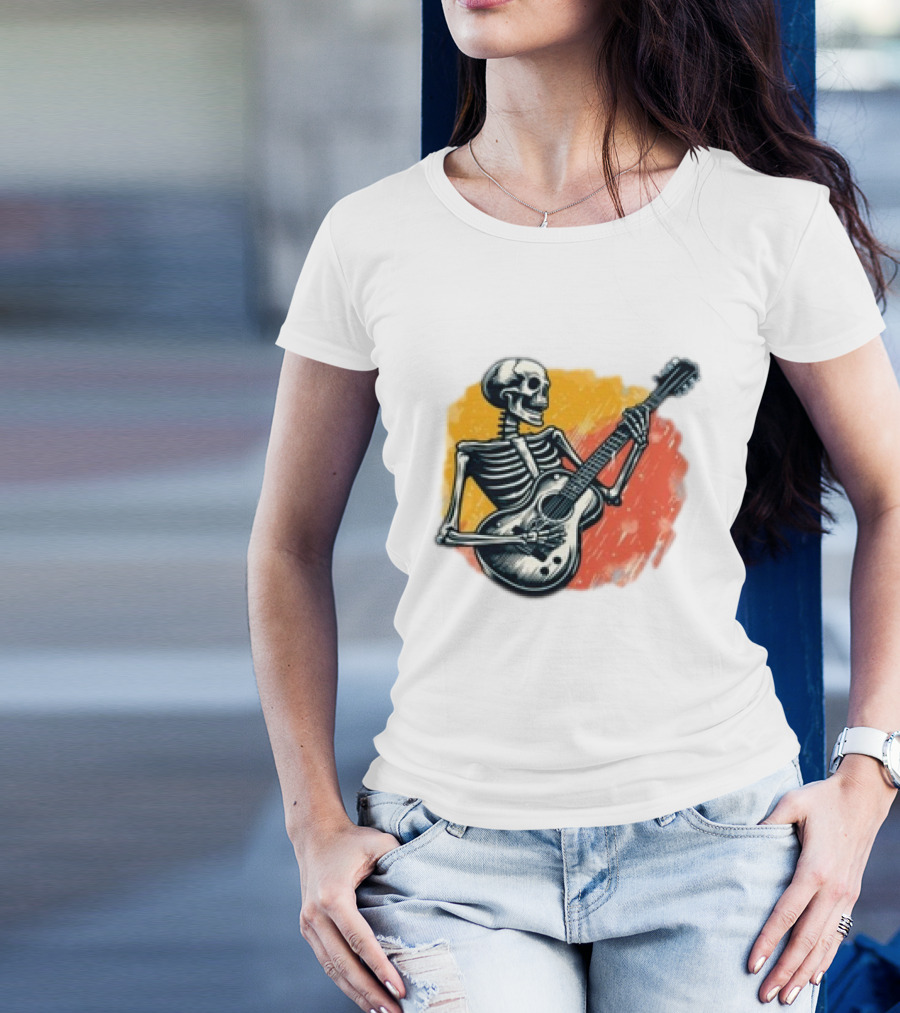 Skeleton Guitarist Rock Band Iconic T-Shirt