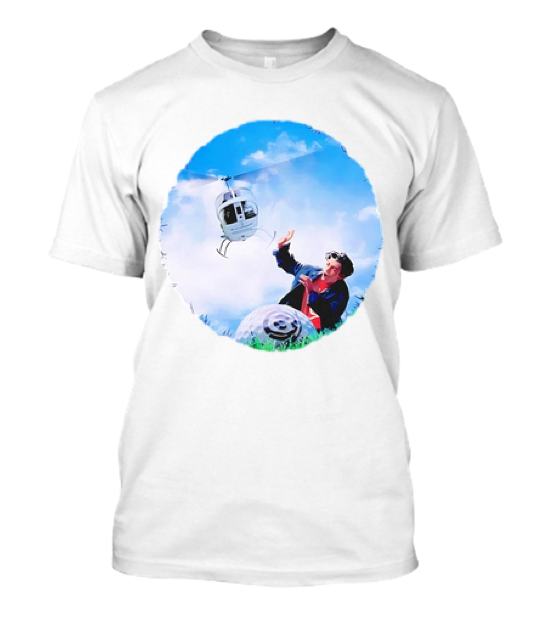 Pouya Happy Hunting 2024 Helicopter And Smile Face Balloon Adventure T-Shirt