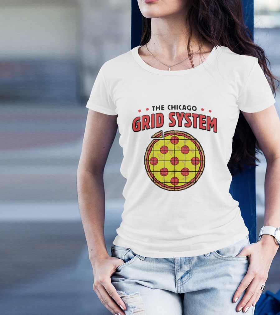 The Chicago Grid System Pizza Slice T-Shirt