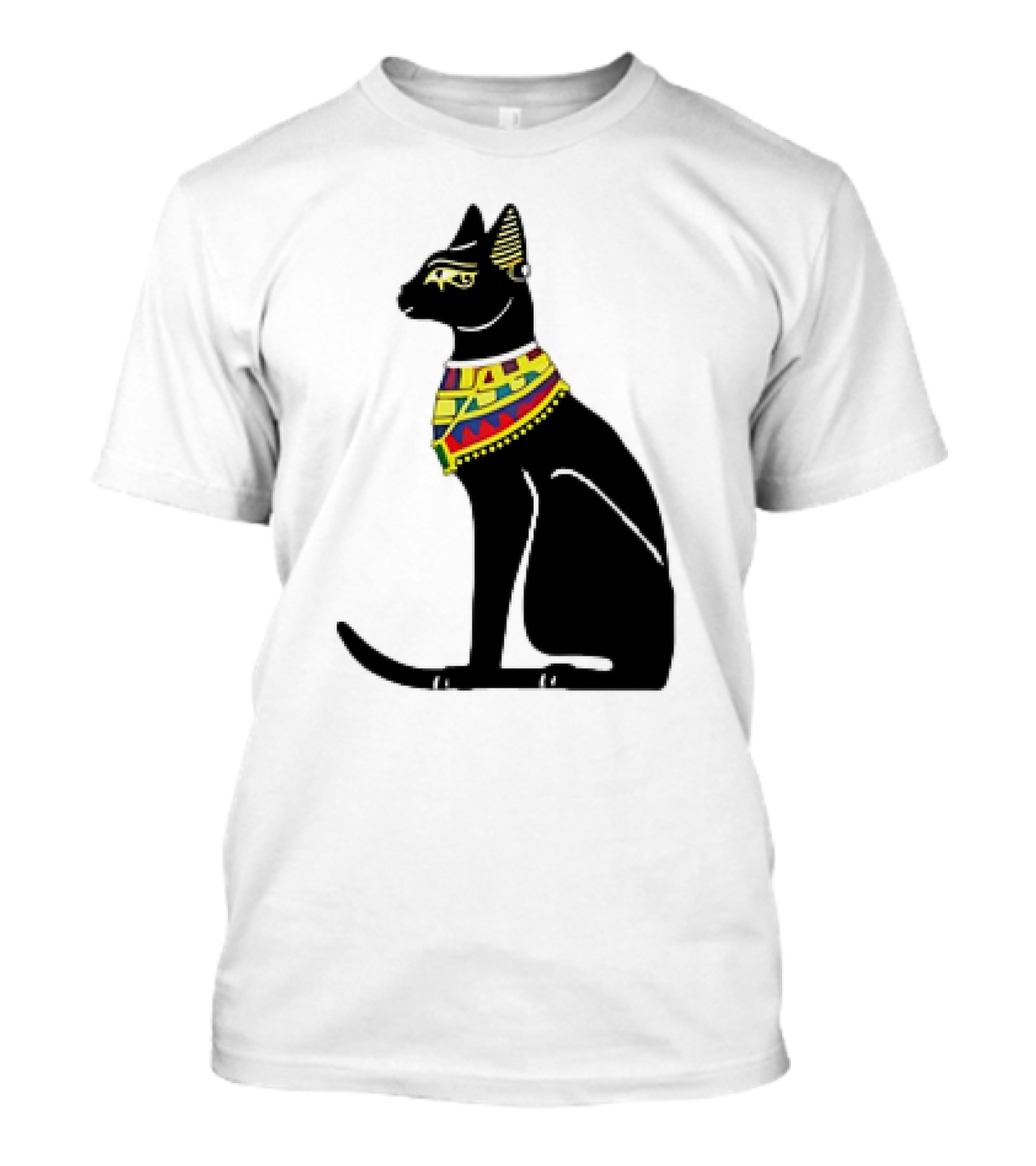 Regal Egyptian Cat With Colorful Geometric Scarf T-Shirt