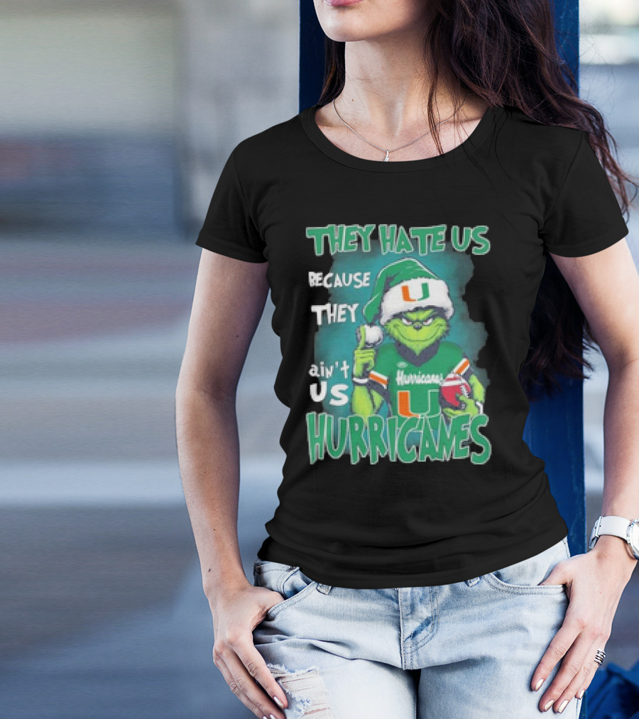 They Hate Us Because They Ain't Us Hurricanes Grinch Miami Christmas Ornament Custom Name T-Shirt
