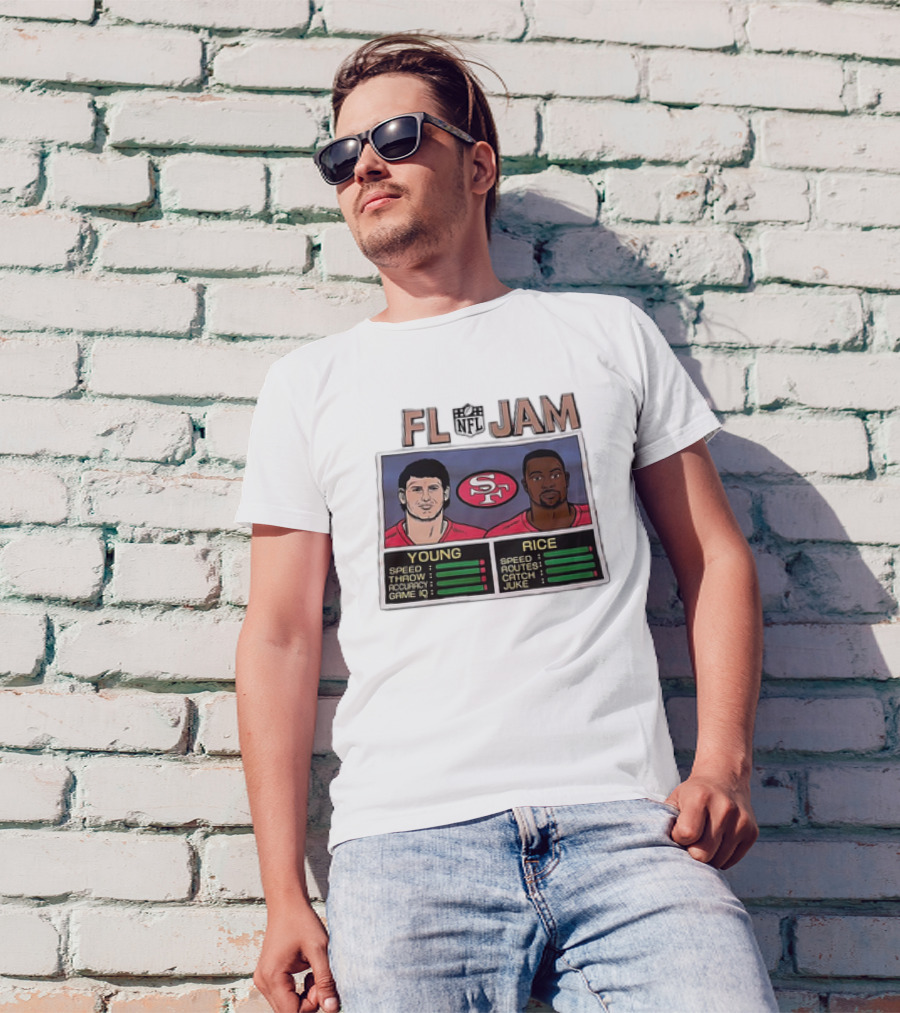 FL Jam NFL San Francisco 49ers Young Rice Speed Throw Catch Accuracy Game IQ T-Shirt