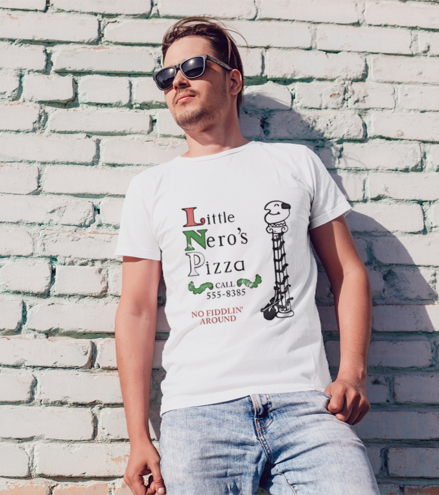 Little Nero’s Pizza Call 555-8385 No Fiddlin’ Around Classical Column T-Shirt