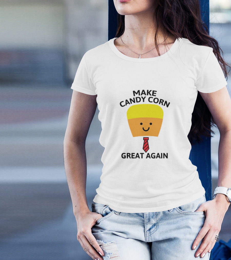 MAKE CANDY CORN GREAT AGAIN Candy Corn Face With Yellow Hair And Red Tie T-Shirt