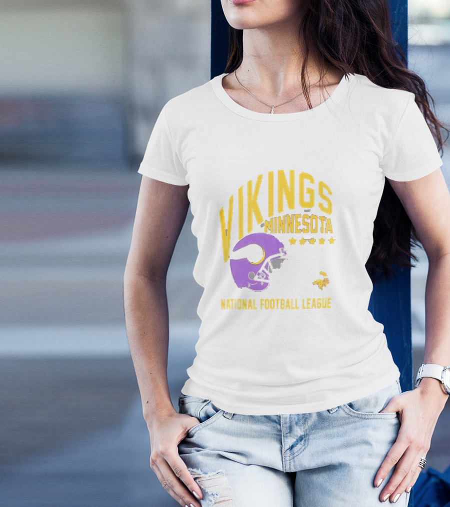 Minnesota Vikings National Football League Helmet Stars T-Shirt