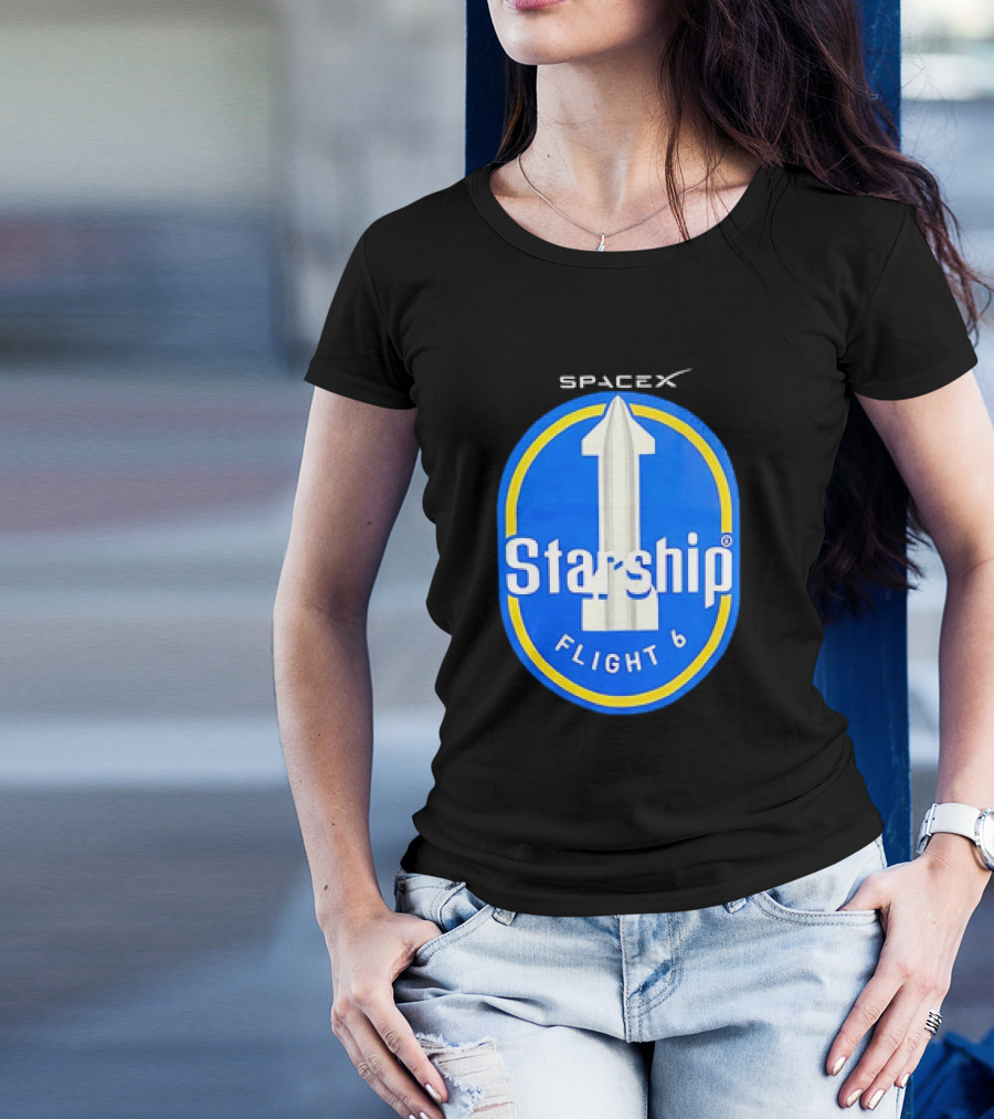 SpaceX Starship Flight 6 Emblem With Rocket T-Shirt