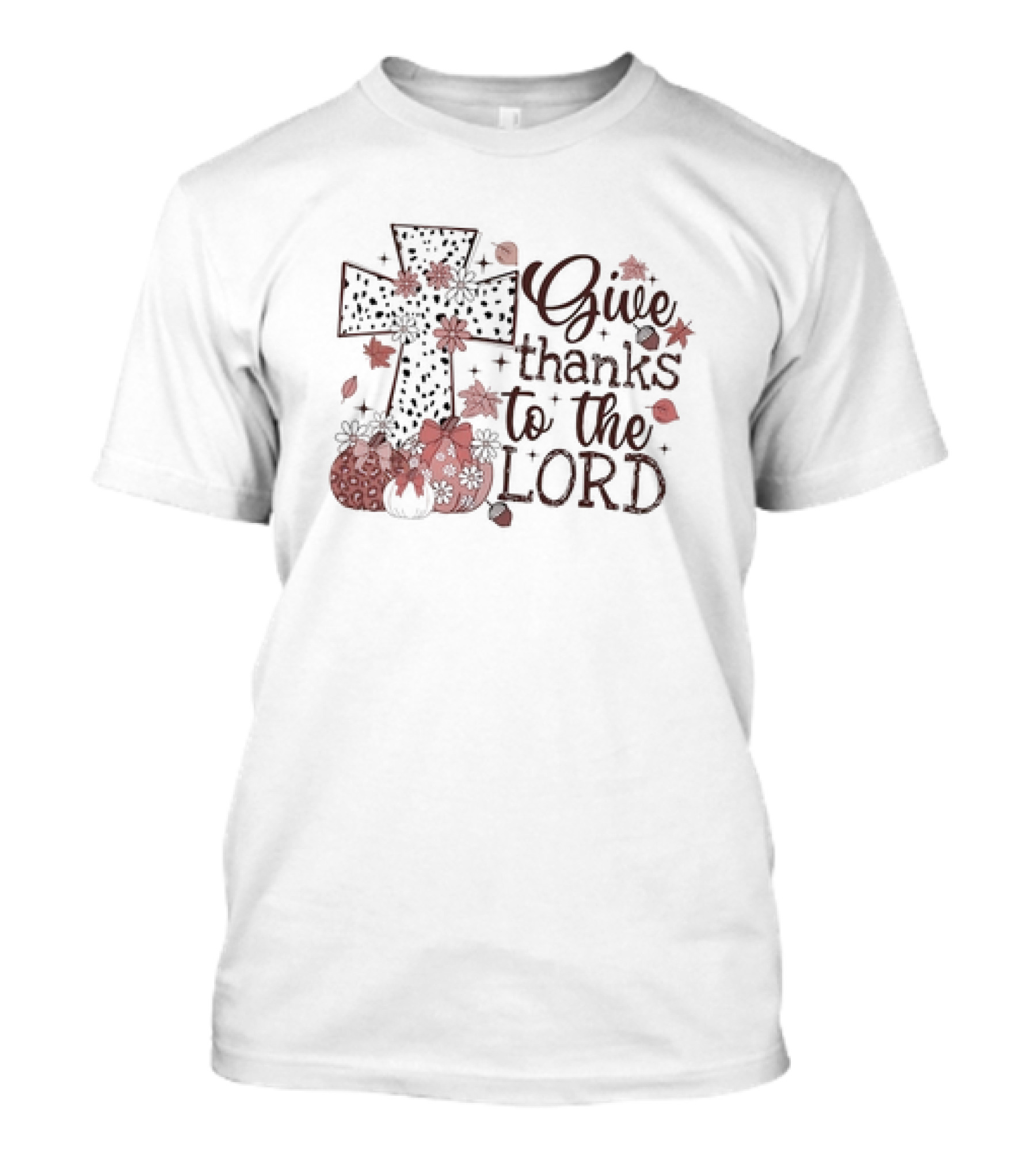 Give Thanks To The Lord Thanksgiving Cross And Pumpkins T-Shirt