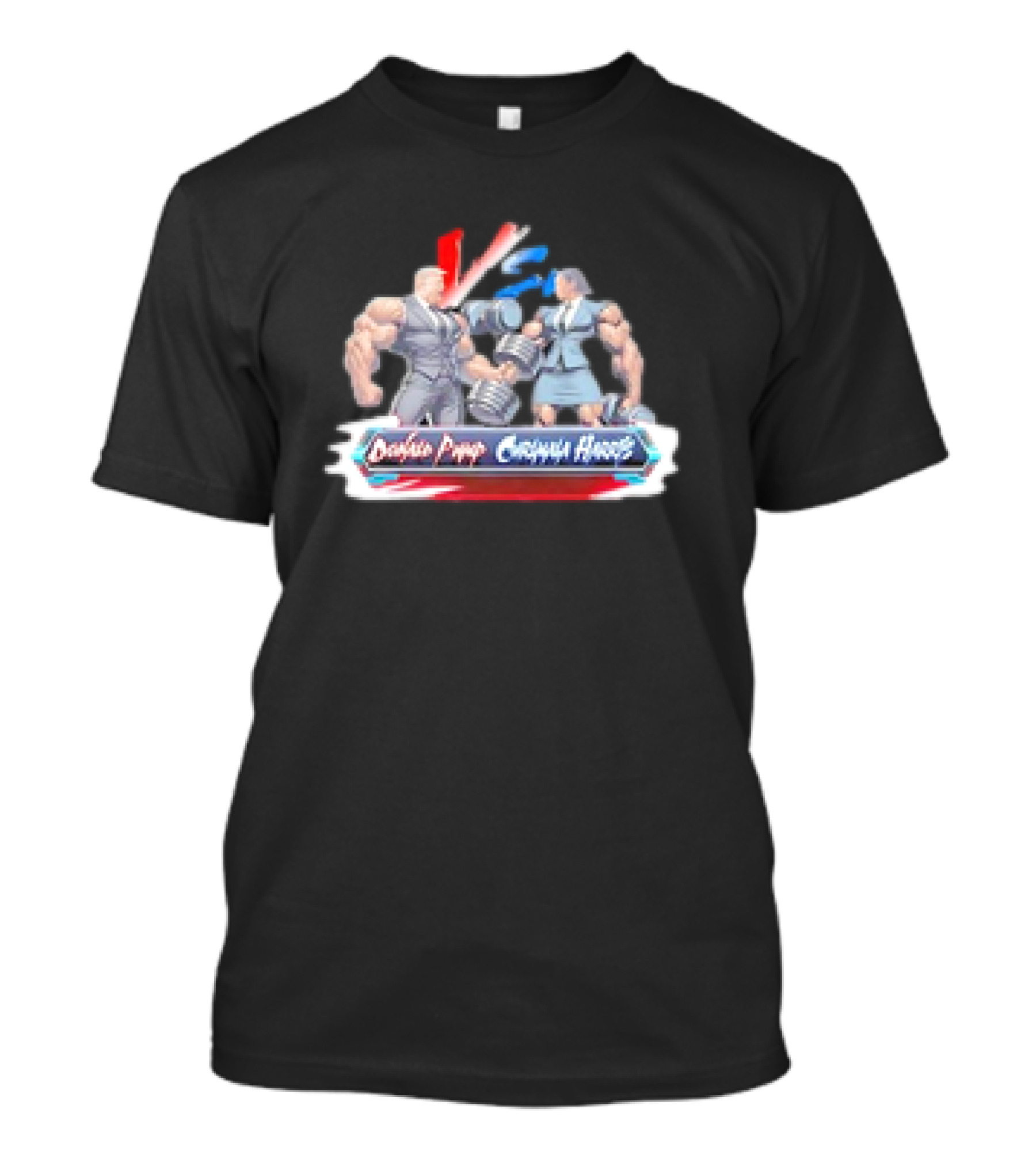 Donald Pump Curlmala Harris Gym Battle With Red And Blue Duo Lifting Dumbbells T-Shirt