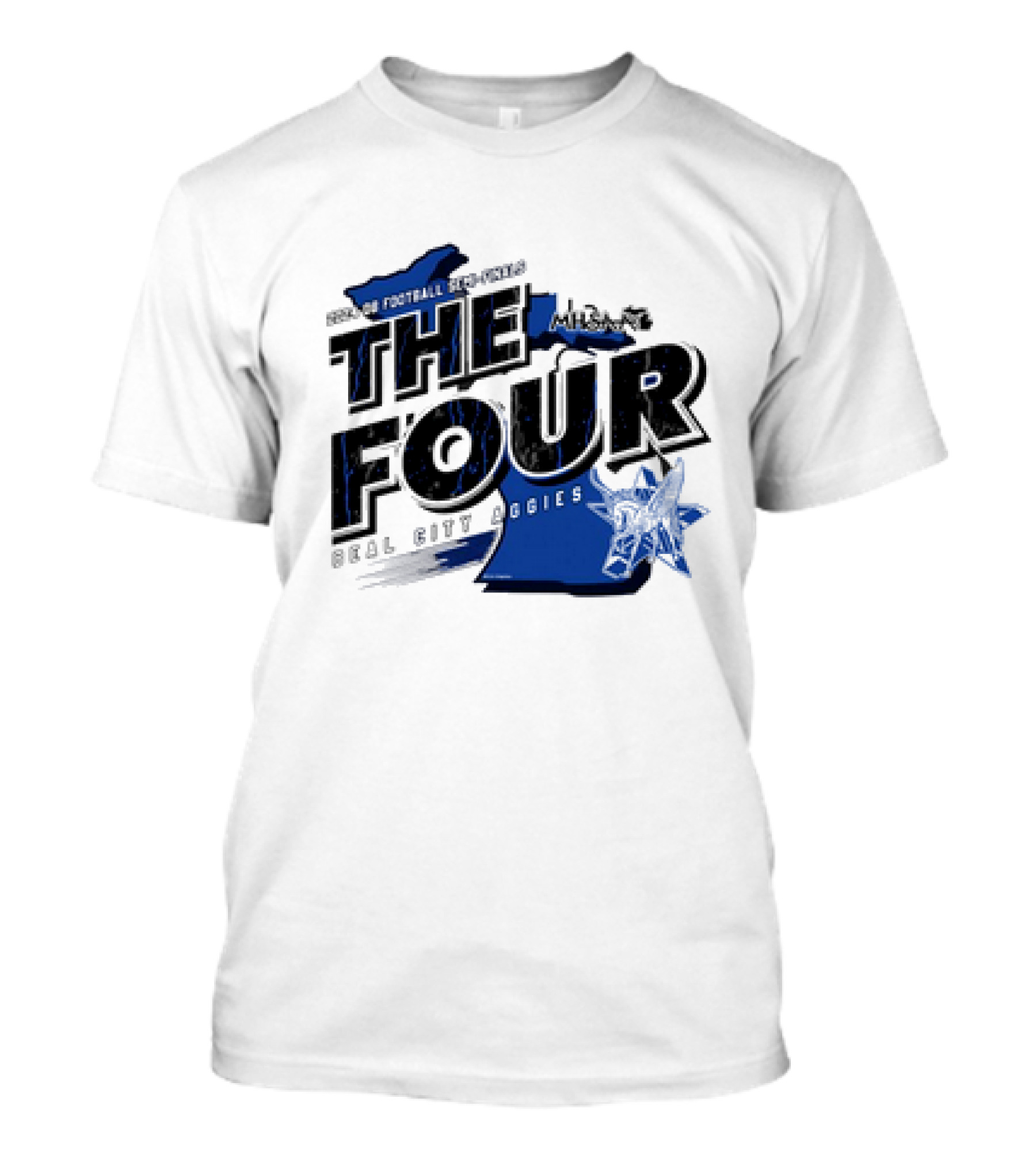 Beal City Aggies MHSAA 2024 Football D8 The Four Michigan Map Helmet T-Shirt