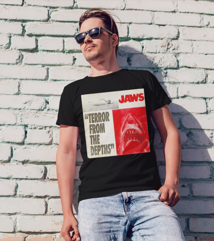 Jaws Terror From The Depths Retro Classic Movie Iconic Shark Attack Scene T-Shirt