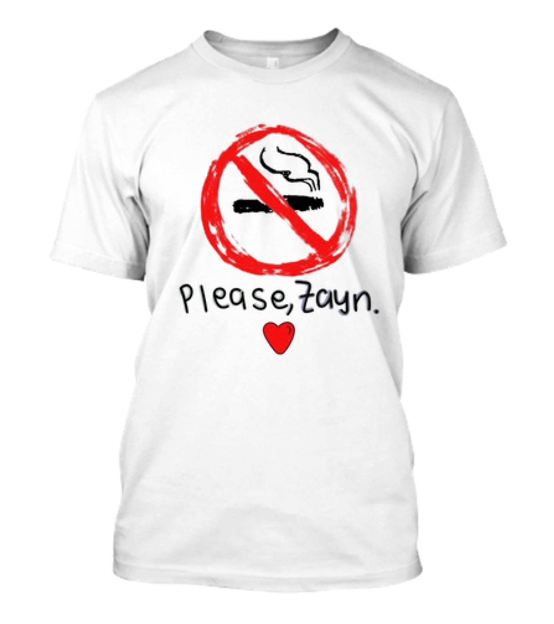 No Smoking Symbol Please Zayn Heart T-Shirt