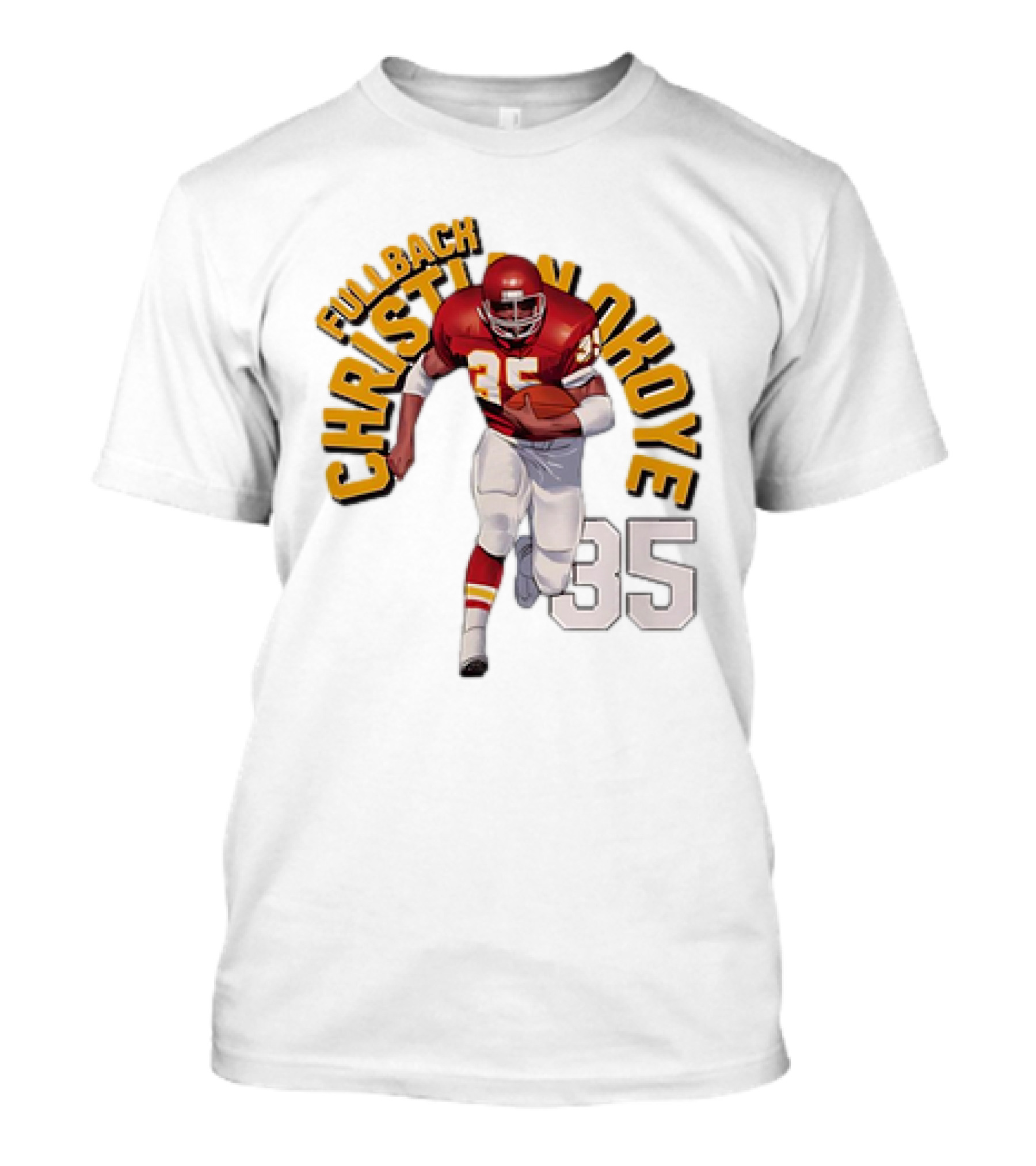 Christian Okoye Kansas City Chiefs Fullback 35 Vintage NFL Football Name ARC T-Shirt
