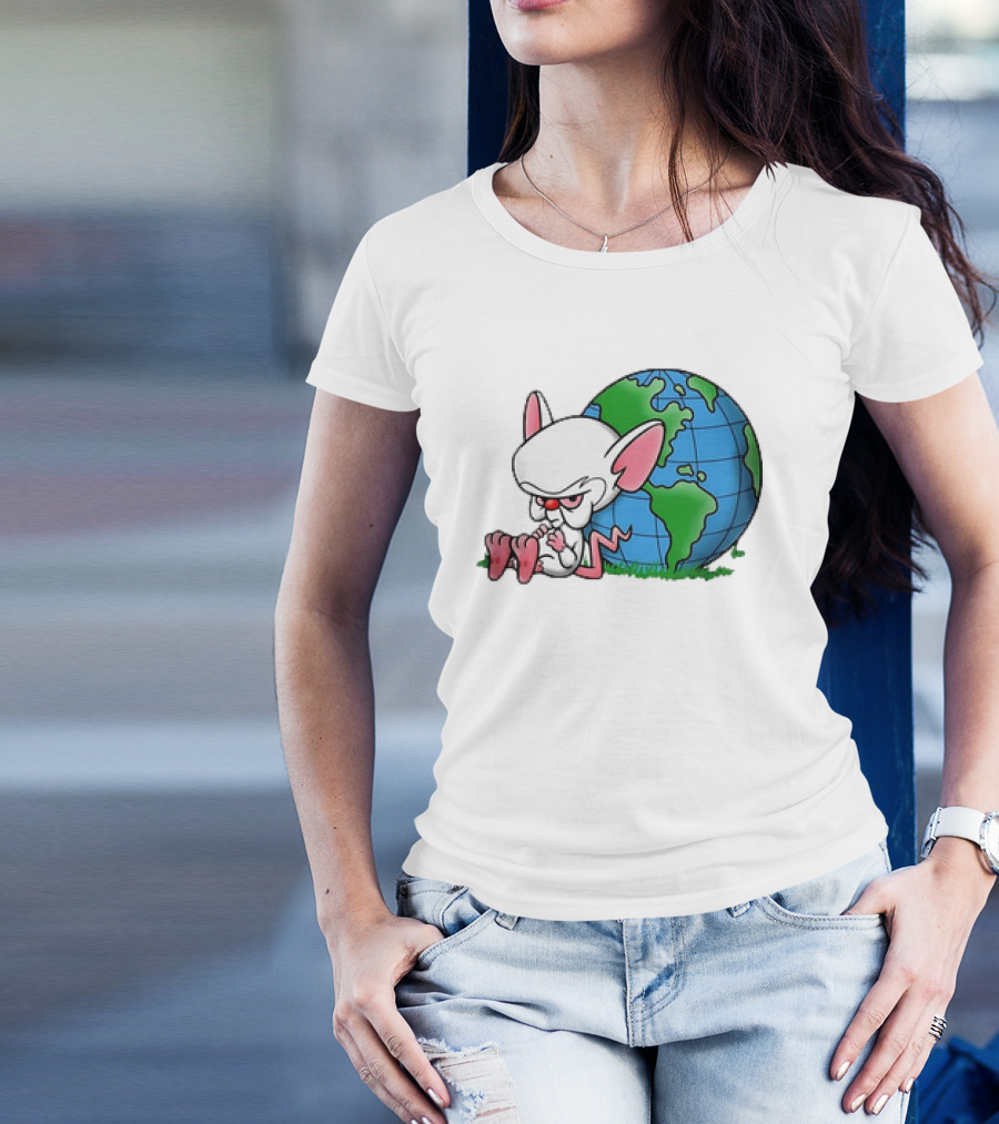 Pinky And The Brain World Domination Plan With Globe T-Shirt