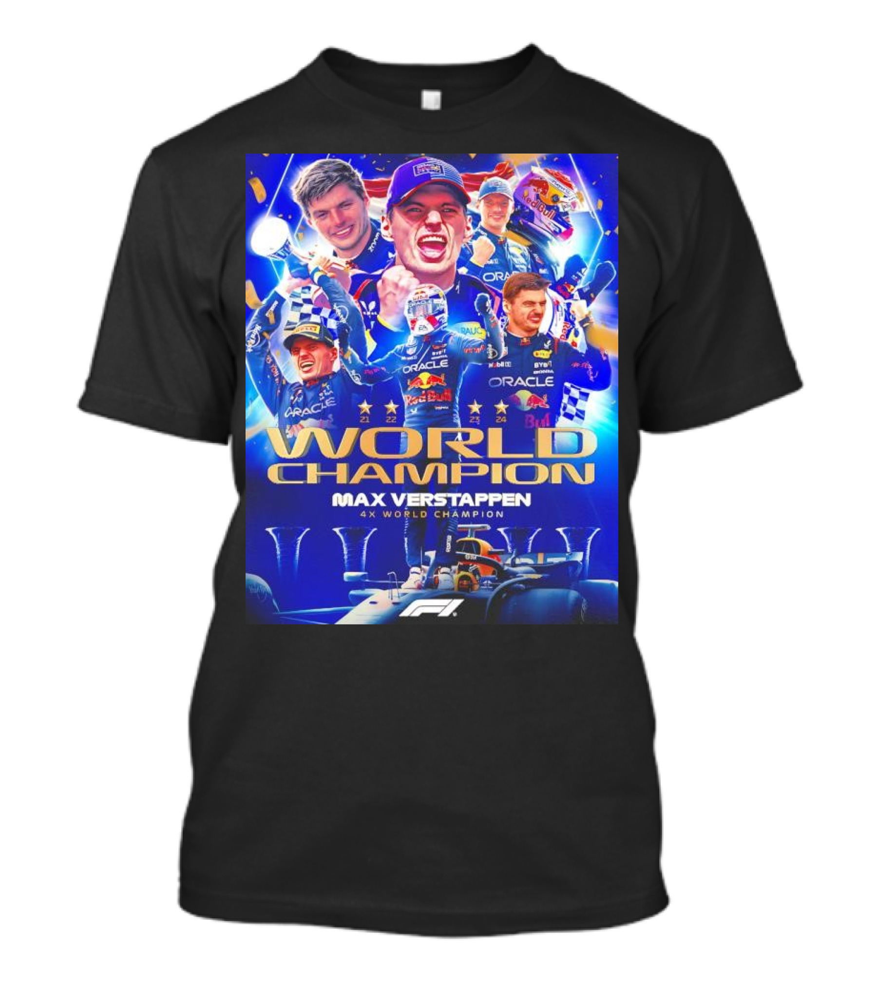 Max Verstappen 4X World Champion Oracle Red Bull Racing 2024 F1 World Champion T-Shirt
