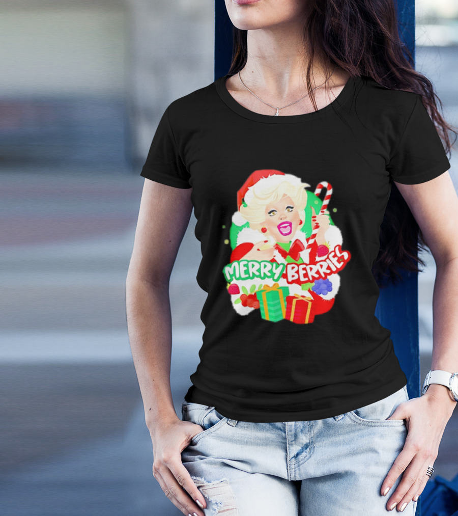 Merry Berries Christmas Santa Hat Candy Cane Gifts T-Shirt