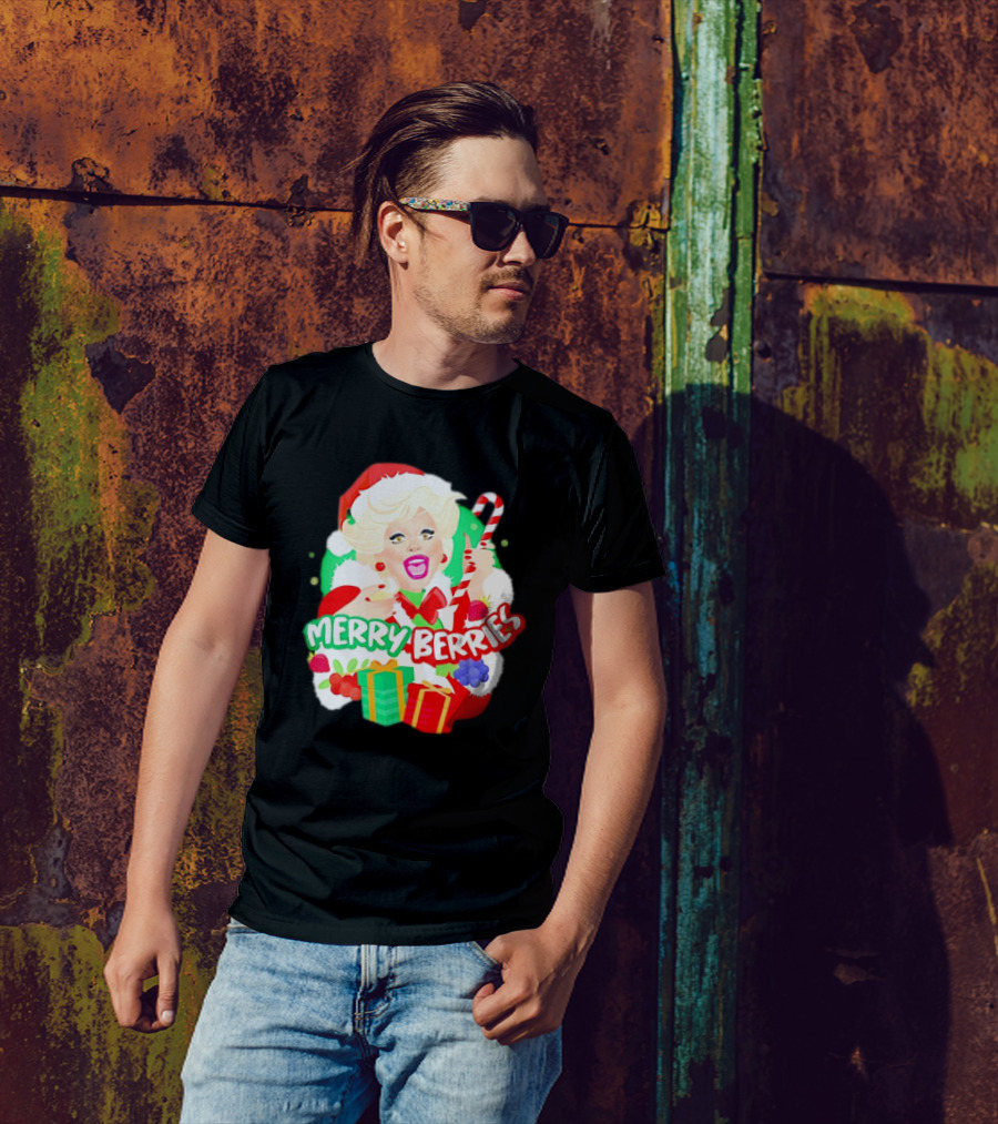 Merry Berries Christmas Santa Hat Candy Cane Gifts T-Shirt