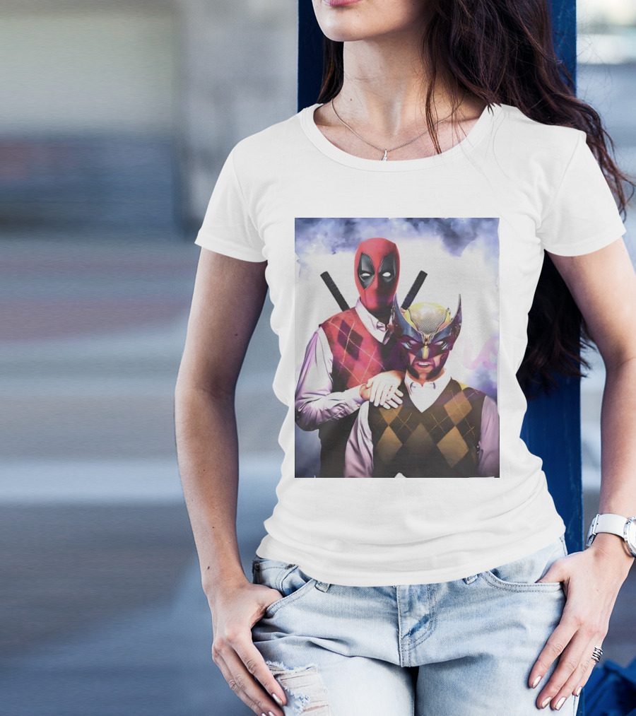 Retro Deadpool And Wolverine Step Brothers Iconic Parody Image T-Shirt