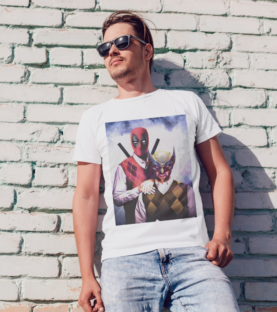 Retro Deadpool And Wolverine Step Brothers Iconic Parody Image T-Shirt