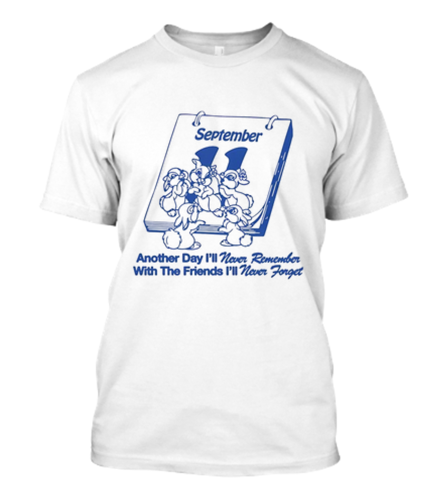 September 11 Calendar With Cartoon Friends And Unforgettable Memories T-Shirt