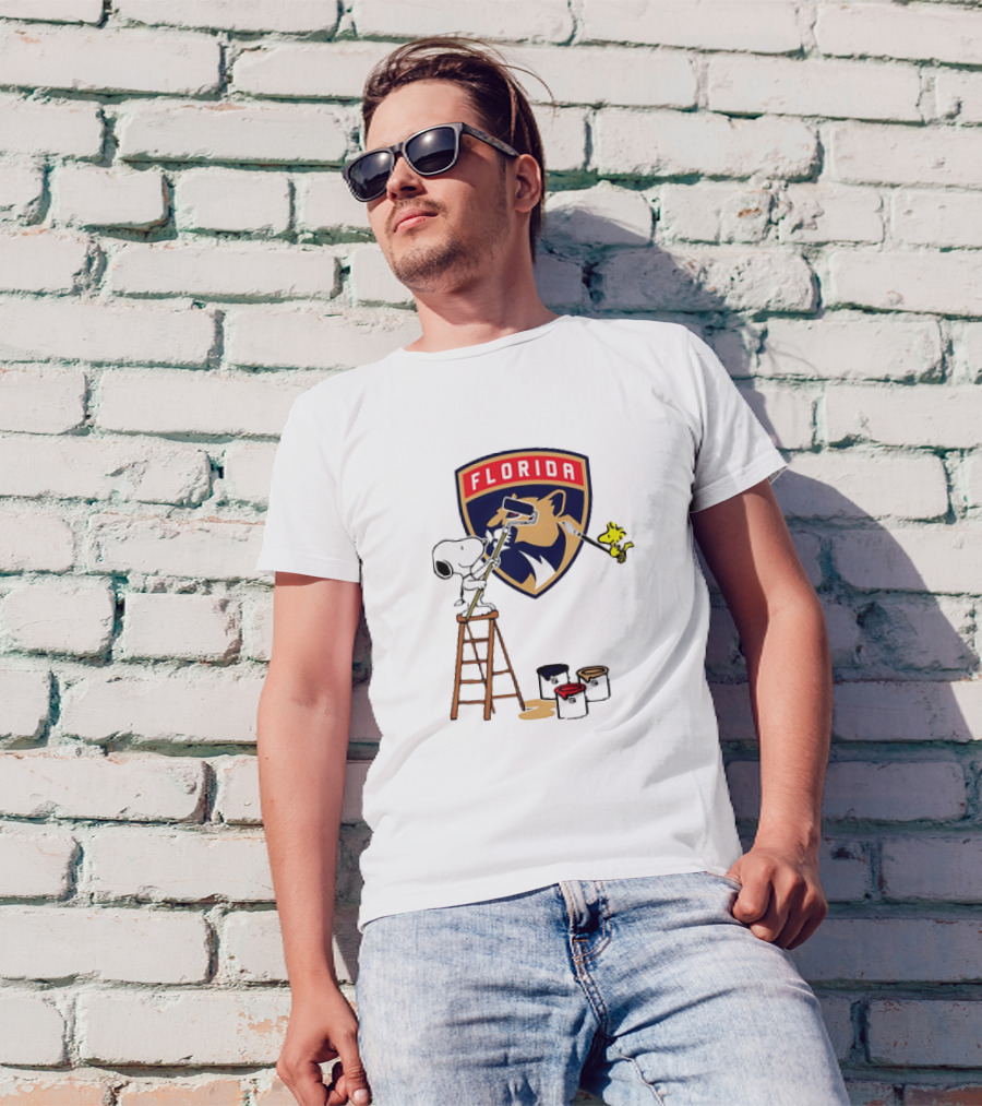 Snoopy And Woodstock Painting Florida Panthers T-Shirt