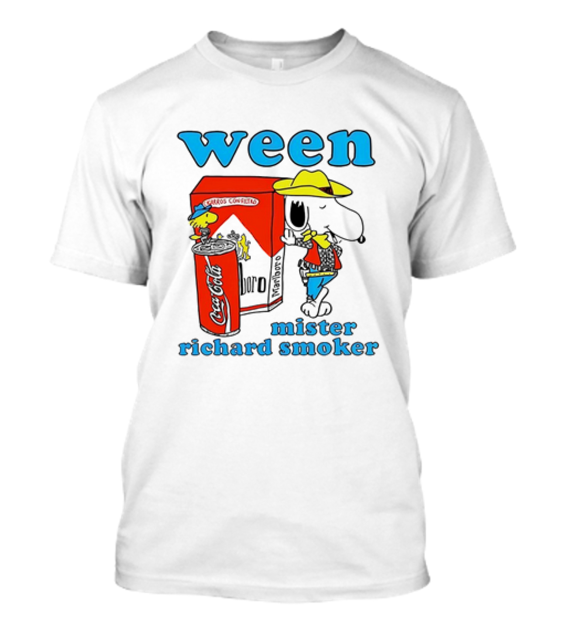 Ween Snoopy Woodstock Peanuts Mister Richard Smoker Marlboro Coca-Cola Cheetos T-Shirt