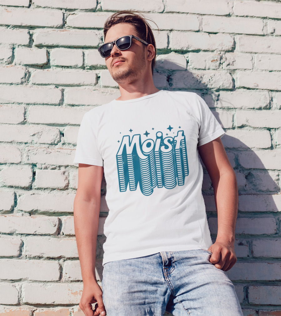 Moist 3D Text With Stars V2 T-Shirt
