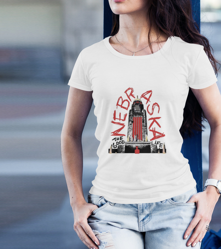 Nebraska The Good Life Capitol Building Stylistic T-Shirt