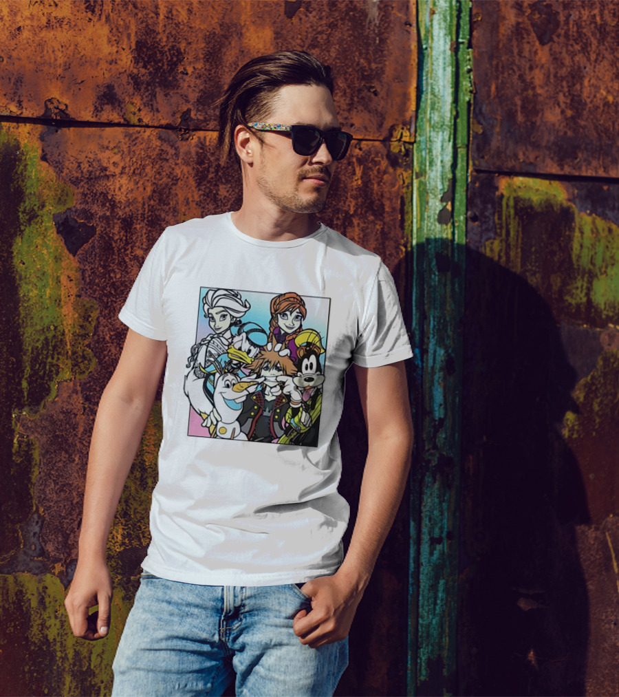 Disney Kingdom Hearts Frozen Characters Crossover T-Shirt