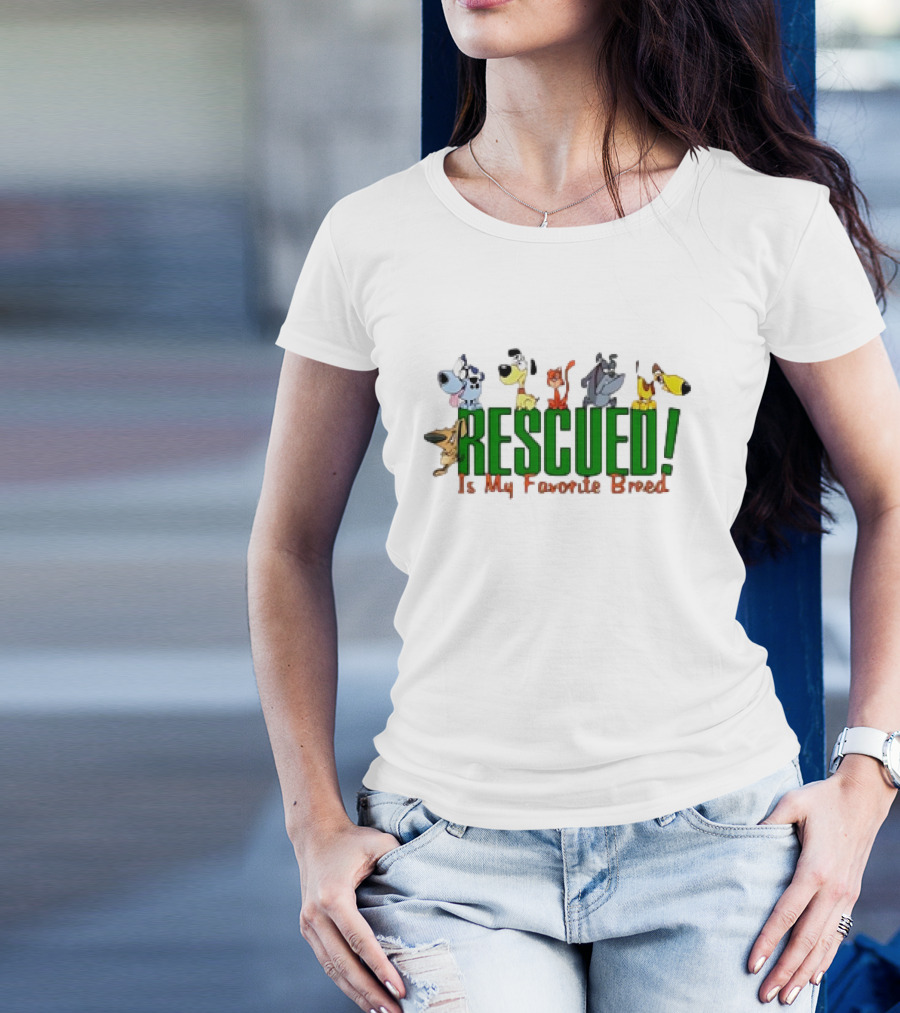 Rescued Is My Favorite Breed Cartoon Dogs Together T-Shirt