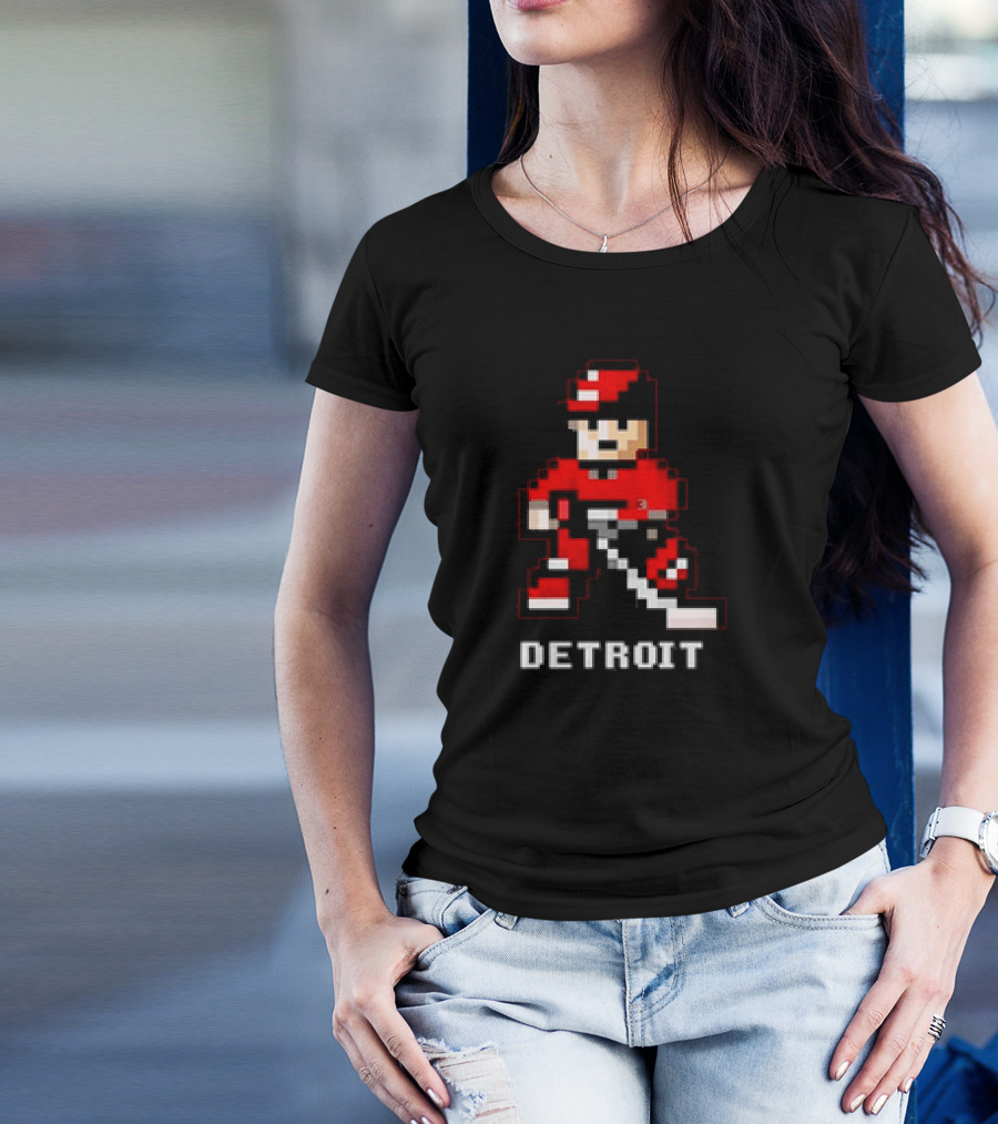 Detroit 8-Bit Hockey Player T-Shirt