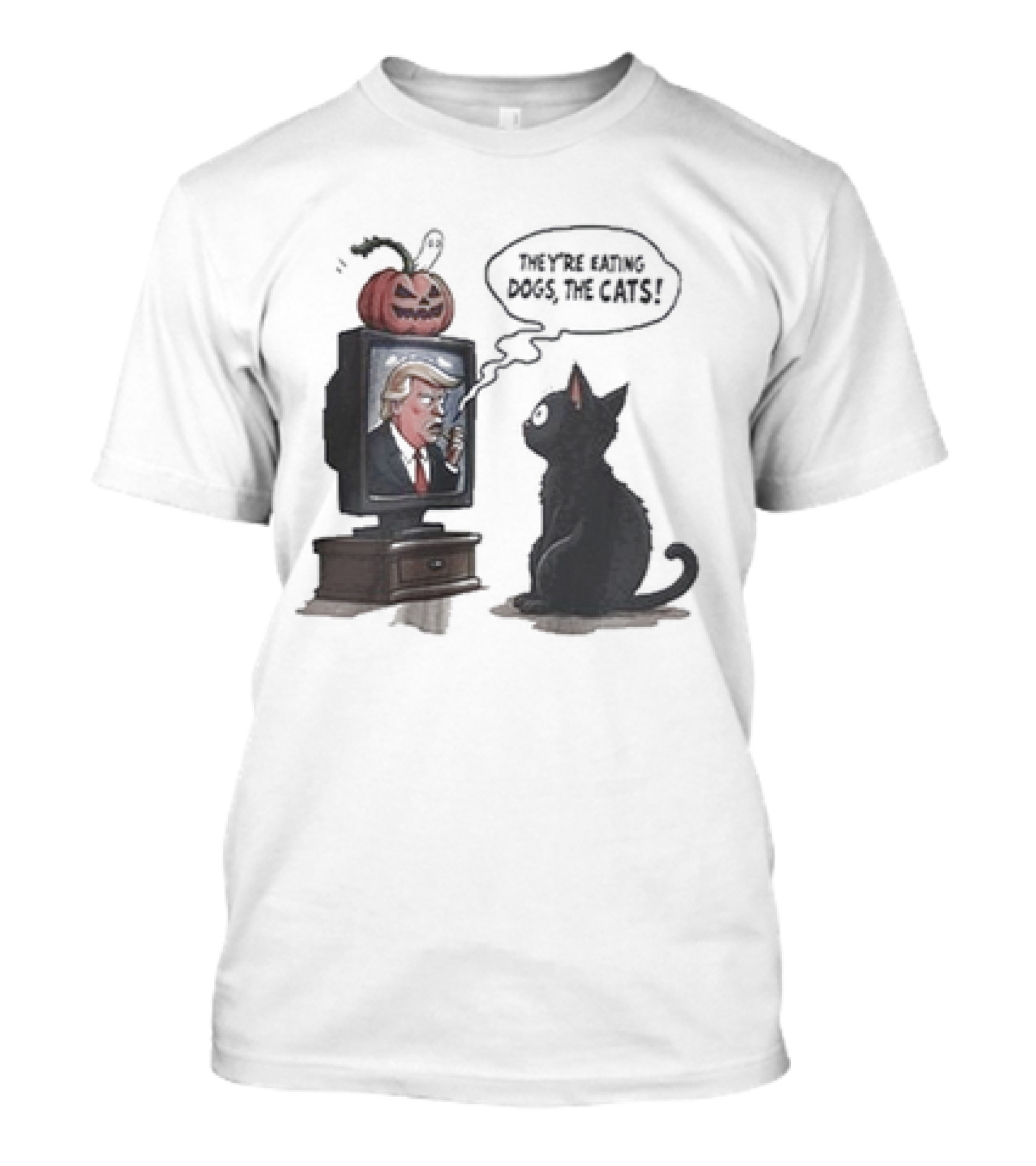 They're Eating Dogs, The Cats Trump Halloween Cartoon T-Shirt