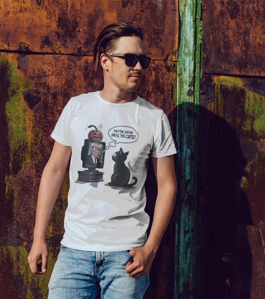 They're Eating Dogs, The Cats Trump Halloween Cartoon T-Shirt