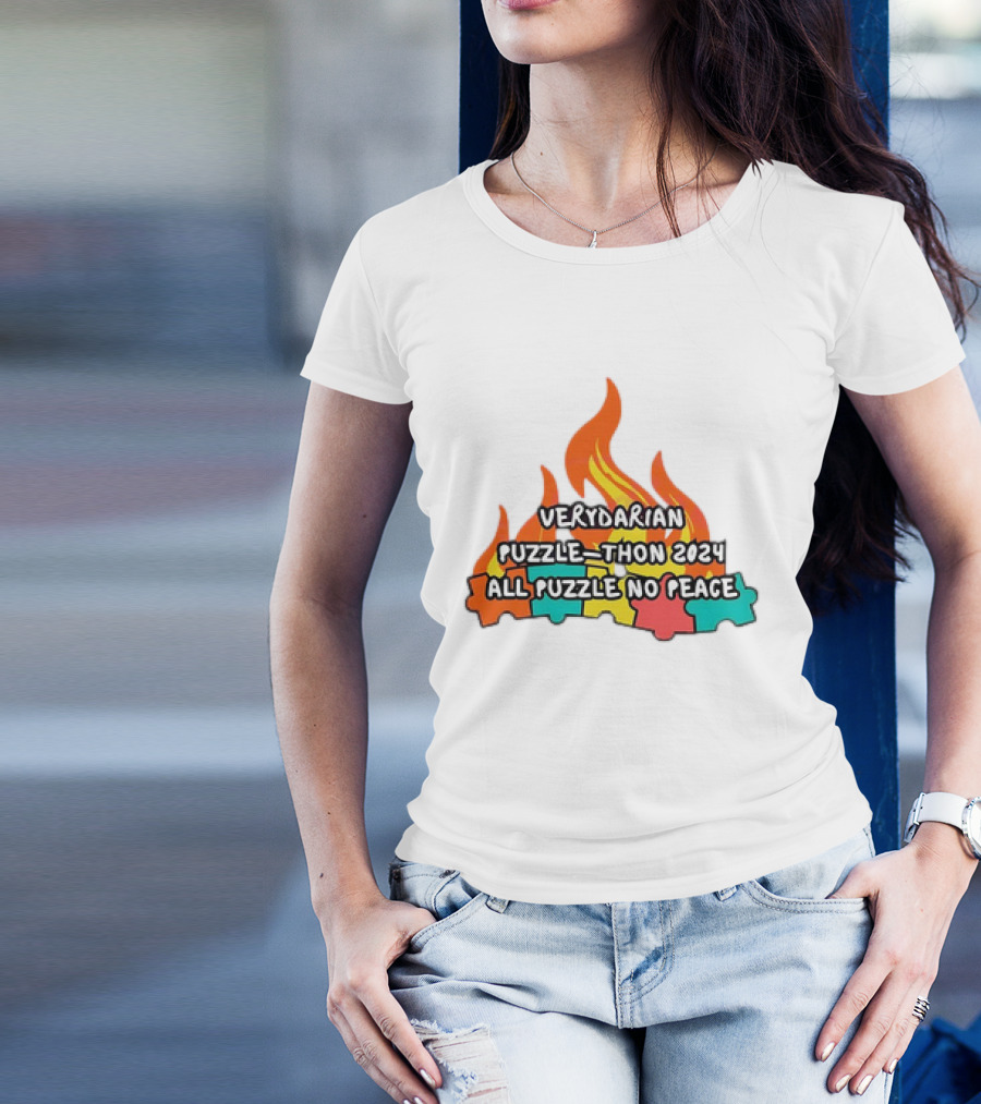 Verydarian Puzzle Thon 2024 All Puzzle No Peace Flame Puzzle Pieces T-Shirt