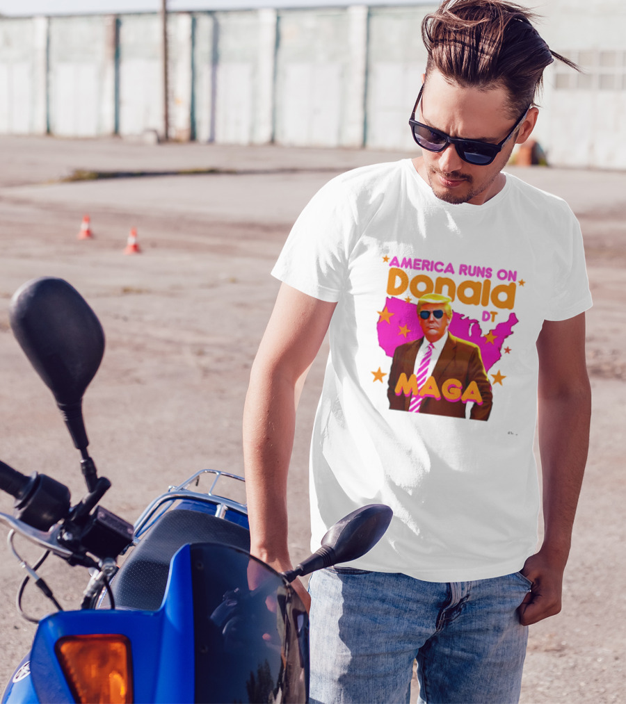 America Runs On Donald DT MAGA With Map And Stars T-Shirt