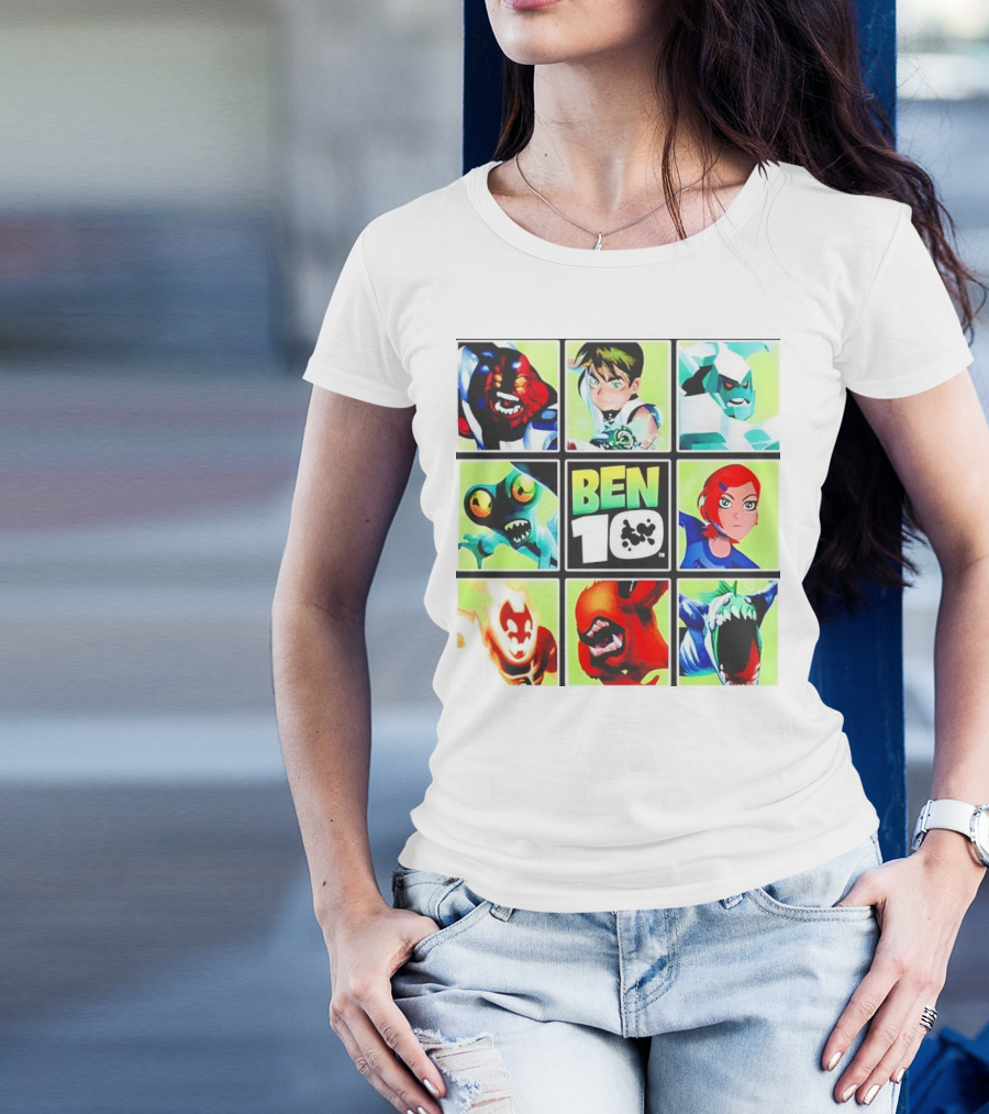 Ben 10 Alien Forms Panels Featuring Iconic Characters And Creatures T-Shirt