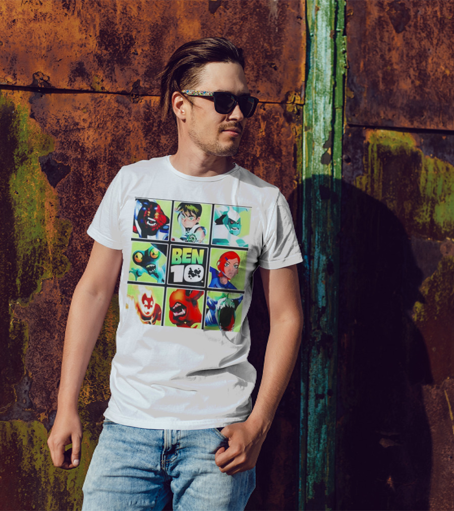 Ben 10 Alien Forms Panels Featuring Iconic Characters And Creatures T-Shirt