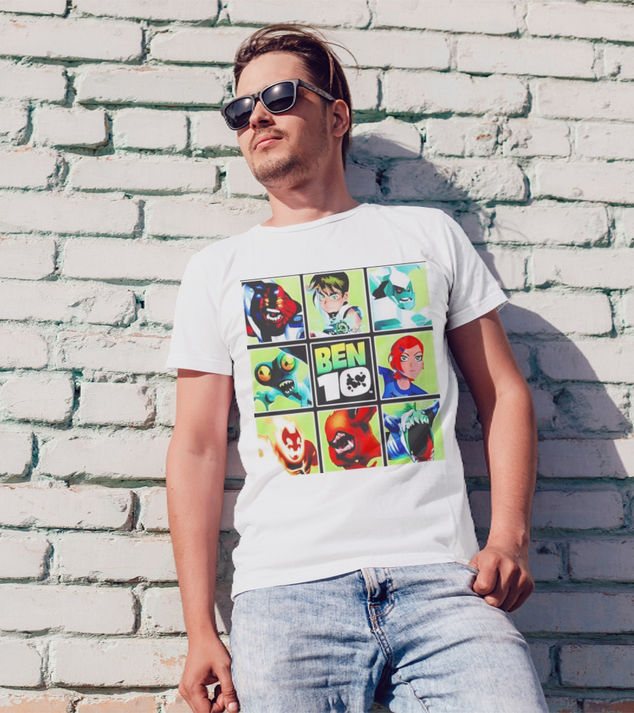 Ben 10 Alien Forms Panels Featuring Iconic Characters And Creatures T-Shirt