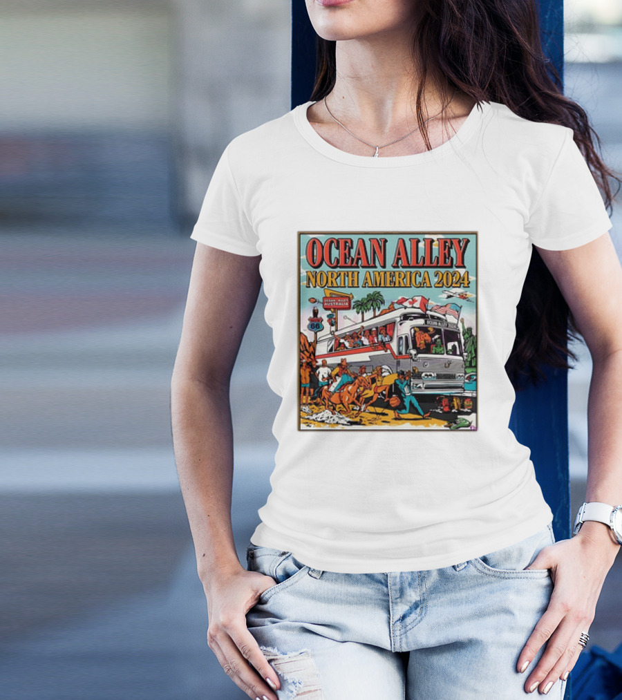 Ocean Alley North America 2024 Tour Route 66 Bus Adventure T-Shirt