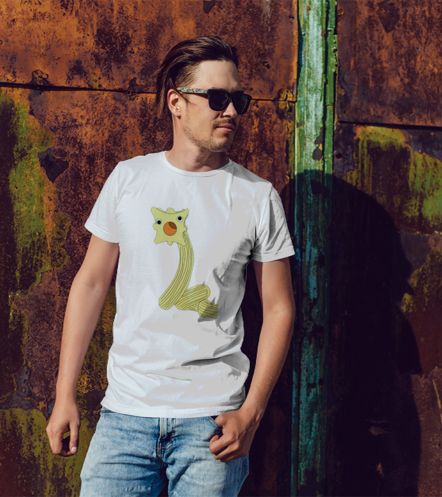 The Worm Classic Cartoon Character With Yellow Star-Shaped Head And Orange Circle Mouth T-Shirt