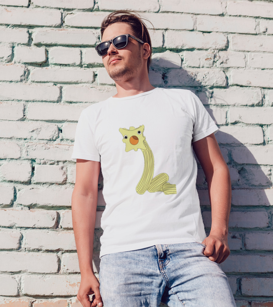 The Worm Classic Cartoon Character With Yellow Star-Shaped Head And Orange Circle Mouth T-Shirt
