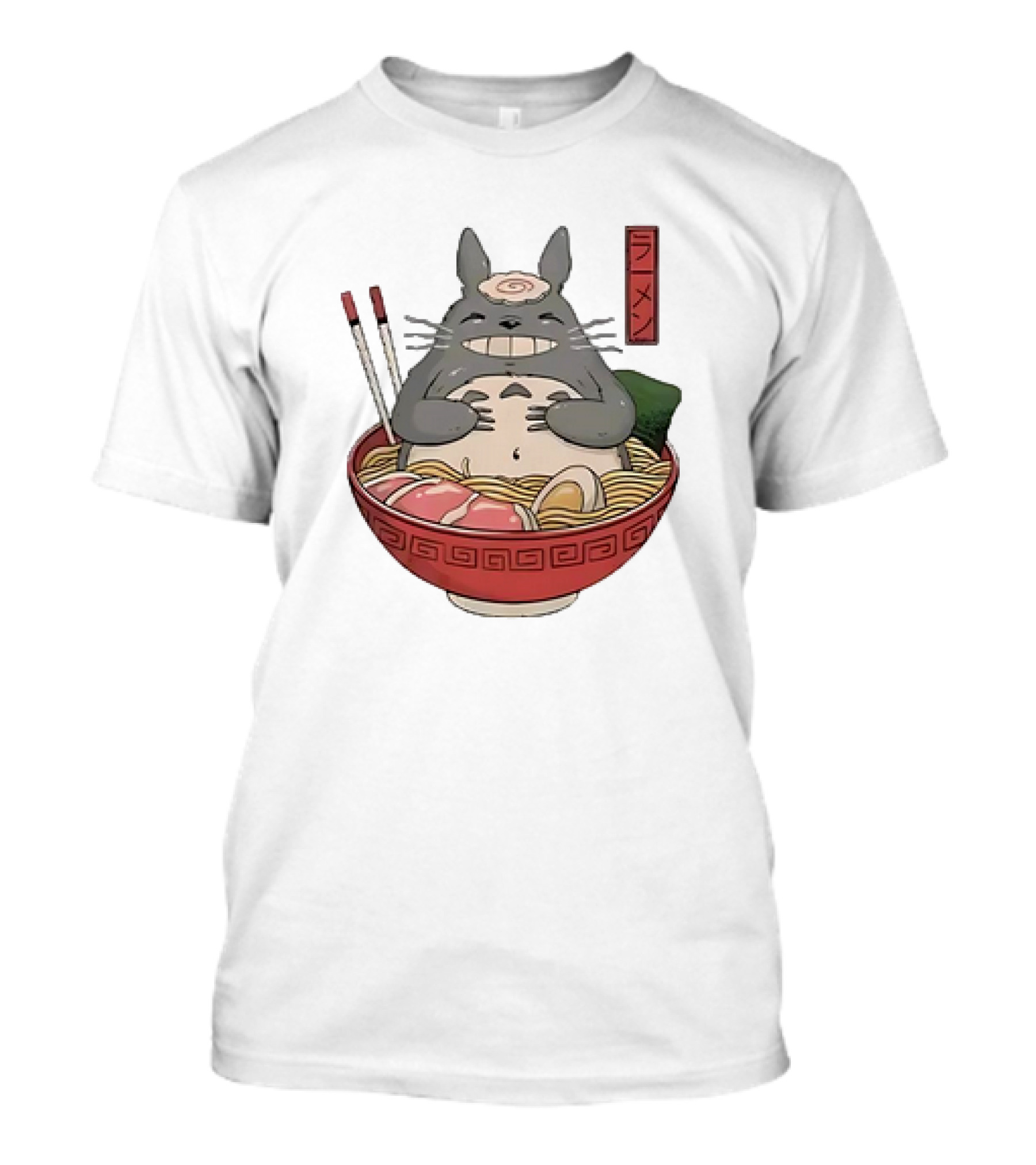 Totoro Ramen Bowl With Chopsticks And Kanji T-Shirt